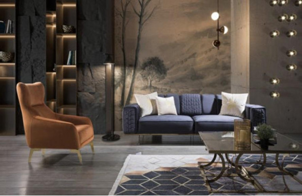 Luxus Sofagarnitur Couch Textil Couchen 4+3+1 Sëtz Sofae Wunnzëmmer Stoff