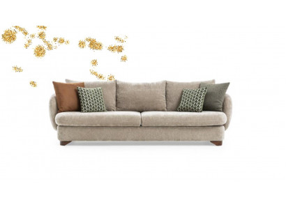 Sofa 3-Sëtzer Polstersofa Gro Textill Sëtz Design Stoff Modern Couch Sofae Nei