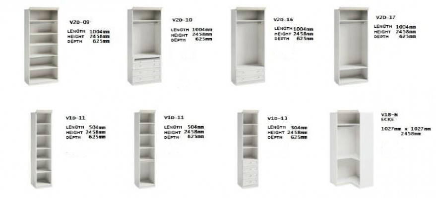 Element Modell V-18N fir Walk-In Schaf Kleederschaf Italienesch Miwwelen
