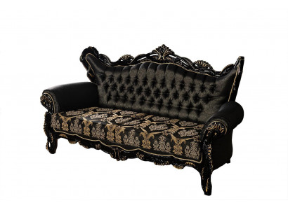 Chesterfield Barock Dräisëtzer Couch Couchen Stoff Gold Sofa Miwwelen