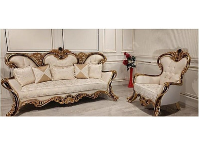 Soffagassett Klassesch Barock Rokoko 3+1 Sëtzer Couches Miwwelen Komplett