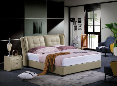 Klassescht Schlofkummerbett Beige Textil Better Lieder Polster Duebel 180x200cm.