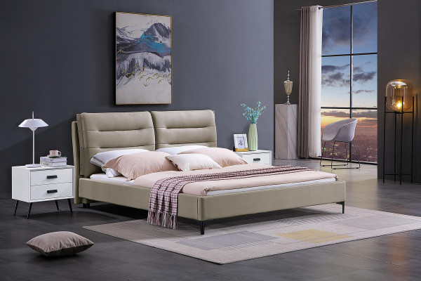 Miwwelen Better Duebelbett Schlofkummer Luxus Duebelbett Beige Hotel Ariichtung