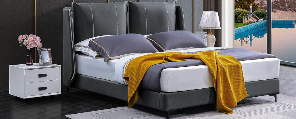 Duebelbett Schlofzëmmer Better Luxus Duebel Bett Beige Hotel Ariichtungen Miwwelen