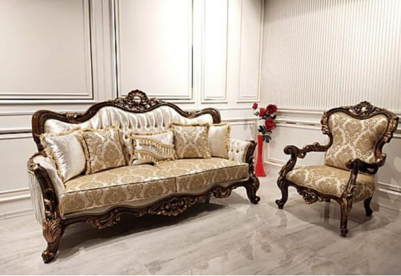 Klassesch Sofa-Set Wunnzëmmer Couch Miwwelen Ariichtung 3+1 Sëtz