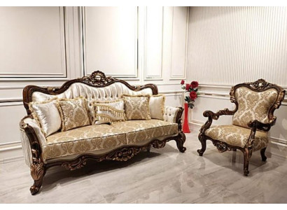 Klassesch Sofa-Set Wunnzëmmer Couch Miwwelen Ariichtung 3+1 Sëtz