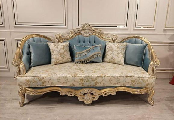 Wunnzëmmer Sofagarnitur Klassesch Sofa Canapé Miwwelariichtung 3+1 Sëtzer
