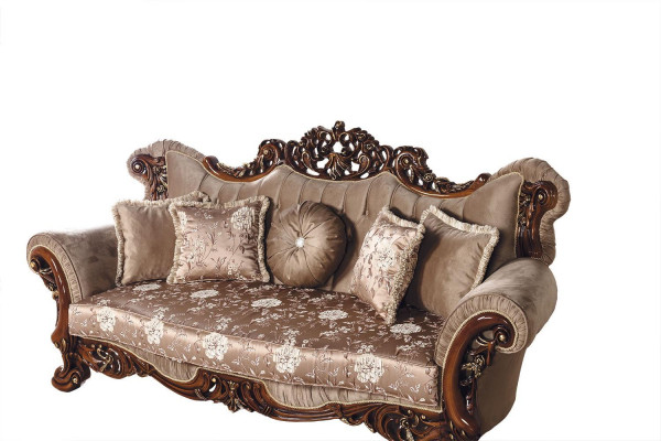 Barock Dräisëtzer Chesterfield Canapé Miwwelen Sofa Couchen Stoff Braun
