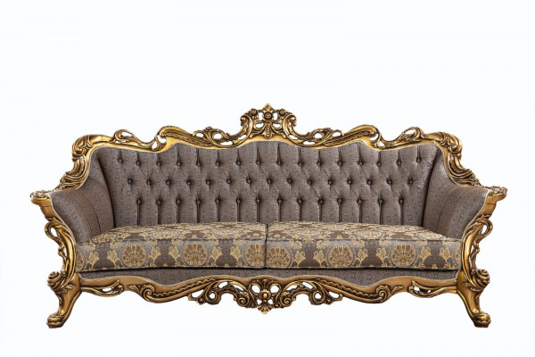 Klassesch Chesterfield Couch Dräisëtzer Gëllene Kader Canapéen Sofen