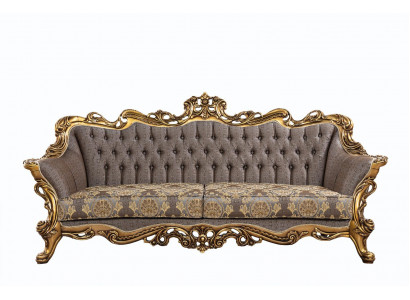 Klassesch Chesterfield Couch Dräisëtzer Gëllene Kader Canapéen Sofen