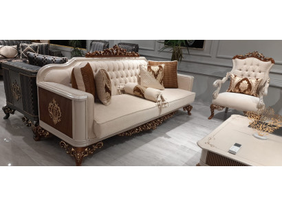 Dreiplazegen Chesterfield Barock Canapé Miwwel Sofa Cocuchen Stoff Gold
