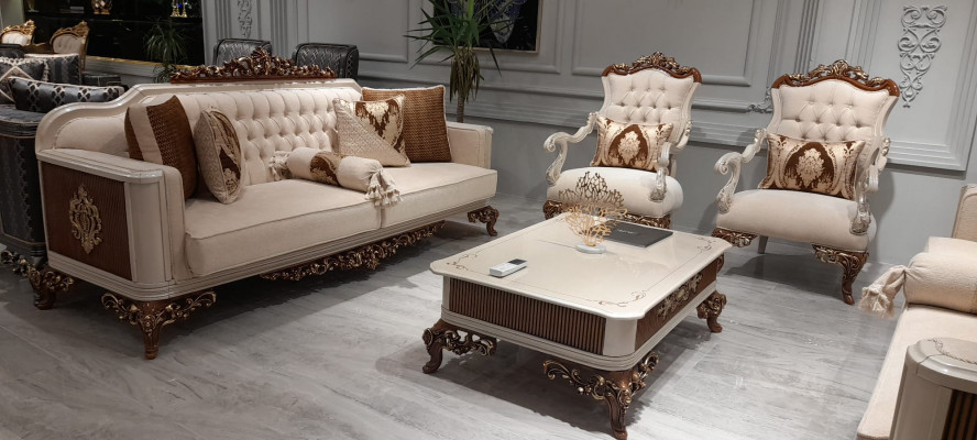 Dreiplazegen Chesterfield Barock Canapé Miwwel Sofa Cocuchen Stoff Gold