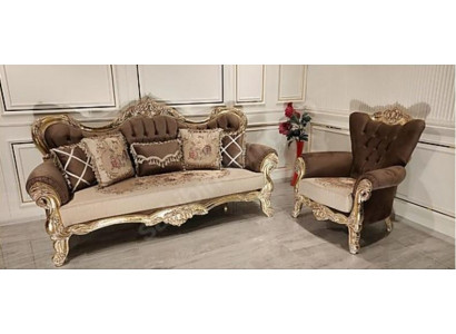 Klassesch Canapé-Set Sofa Wunnzëmmer Miwwelen Ariichtung 3+1 Sëtz Sofa