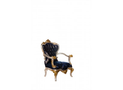 Luxus Still Klassesch Thron Still Fauteuil Barock Samett Blo Gëllen
