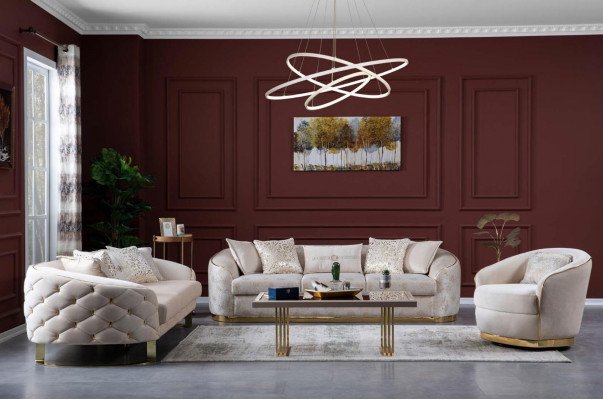 Luxus Canapé oval Dräisëtzer Hotel Empfang Ariichtung Miwwelen 247cm