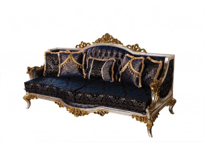 Samt Barock Dräisëtzer Couch Gëllene Kader Sofa Couche Miwwelen Nei
