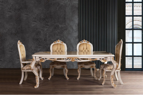 Iessdësch Garnitur Grupp Iesszëmmer Dësch Stull Set 4x Stull Holz 5 Stéck