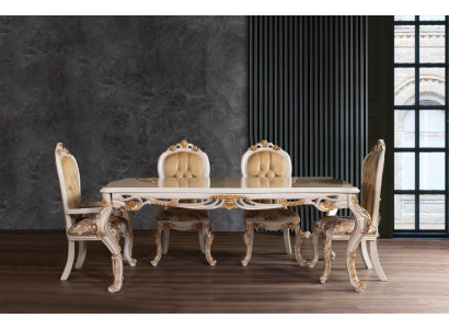 Iessdësch Garnitur Grupp Iesszëmmer Dësch Stull Set 4x Stull Holz 5 Stéck