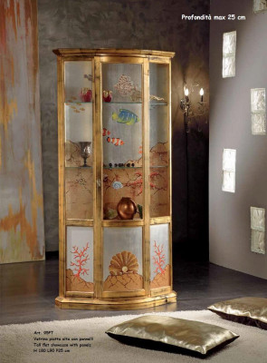 Klassesch Vitrin Glas Holz Schaf Vitrin Luxus Miwwelen Gold Kommode Italien