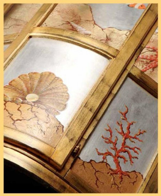Klassesch Vitrin Glas Holz Schaf Vitrin Luxus Miwwelen Gold Kommode Italien