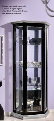 Vitrine Glasvitrine Schwaarz Luxus Italienesch Miwwelen Vitrine Schief Wunnzëmmer
