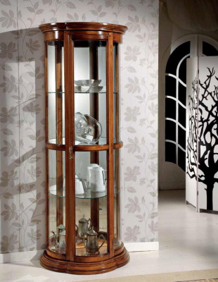 Klassesch Vitrinen Glas Schaf Vitrine Holz Wunnzëmmer Luxus Braun Anrichte