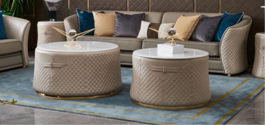 Luxus Miwwelen Sofagarnitur Couch Sofa Polster 421-Sëtzer mat 2x Dëscht 5-Stéck.