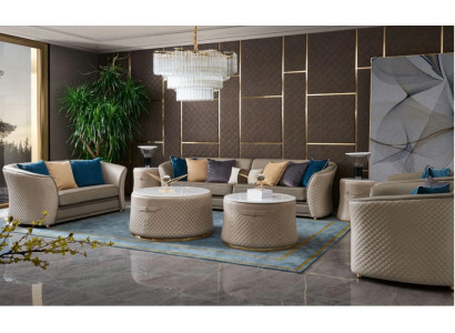 Sitzgrupp 421-Sëtzer Ledersofa Canapé Wunnlandschaft Garnitur Design