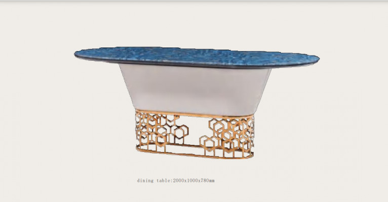 Luxus Designer Edelstol Metall Iessdësch Dëscher Wunnzëmmer Marmor Design
