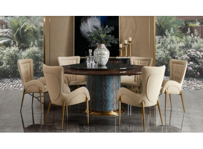 Croco Iesszëmmer Dësch Ronn Dëscher Iessdësch Holz Designer Iesszëmmer