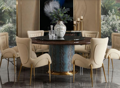 Croco Iesszëmmer Dësch Ronn Dëscher Iessdësch Holz Designer Iesszëmmer