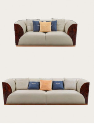 Ledercouch Designer Canapé Polster Sofa Canapéen Véiersëtzer Miwwelen Wunnzëmmer Holz