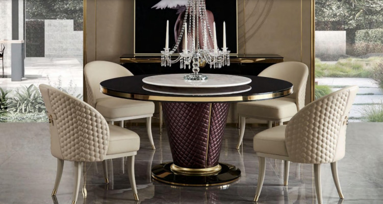 Iessdësch Ronnd Tisch Iesszëmmer Wunnzëmmer Garnitur Holz Design Dëscher