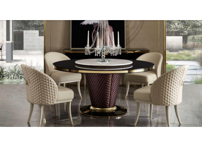 Iessdësch Ronnd Tisch Iesszëmmer Wunnzëmmer Garnitur Holz Design Dëscher