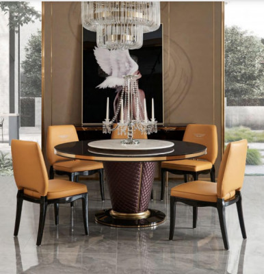Iessdësch Ronnd Tisch Iesszëmmer Wunnzëmmer Garnitur Holz Design Dëscher