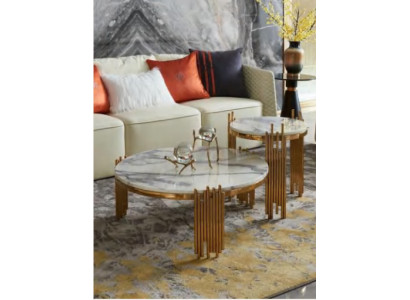 Set 2x Couchtisch Kaffisdësch Bäistelltisch Designer Deko Wunnzëmmerdësch