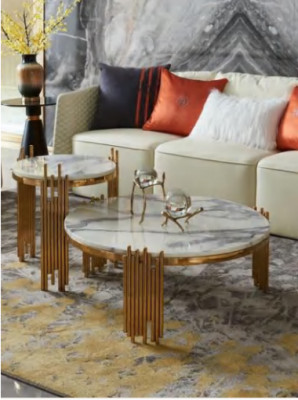 Edelstol Niewendësch Ronn Design Dësch Dëscher Gold Canapé Wunnzëmmer