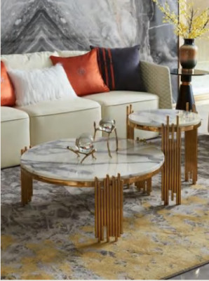 Edelstol Niewendësch Ronn Design Dësch Dëscher Gold Canapé Wunnzëmmer