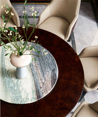 Design ronnt Iesszëmmer Stull Set Metall Dëscher Sëtz 4x Still + Dësch