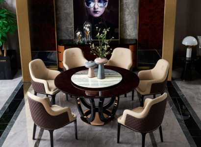 Design Holzdësch Ronn Iessdësch Rond Iessdëscher 150cm Luxus Klass