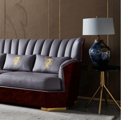 Lieder Sofa 3 Sëtzer Sofa Polstersofaen Design Luxus Canapé Miwwelen Drësëtzer Nei