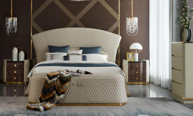 Bett Lieder Schlofzëmmer Miwwelen Luxus Modern Better 3-Stéck Set Boxspring.