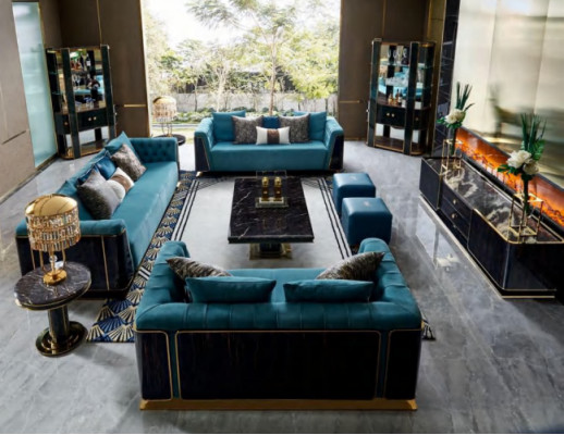 Grousst XXL Luxus Sofa Couch Polstersëtz Garnitur 4 Sëtz Couchen Sofas Stoff Nei