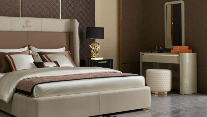 Design Schlofkummer 6-deel Komplettset Bett Noperzëch Schminktisch
