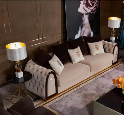 Dreisëtzer Chesterfield 3 Sëtzer Sofa Couch Polster Sëtz Garnitur 3er Couchen