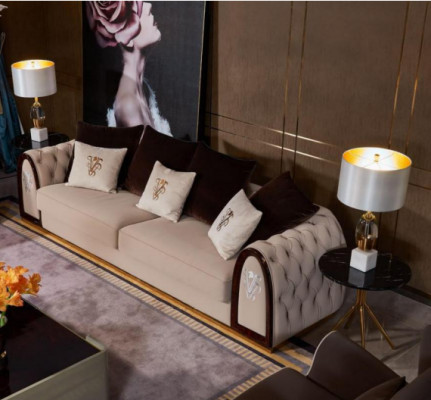 Dreisëtzer Chesterfield 3 Sëtzer Sofa Couch Polster Sëtz Garnitur 3er Couchen