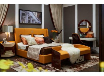 Schlofkummer 7-Teile Set Luxus Miwwelen Bett Hocker Spigel Nuetsschaf Bettgestell