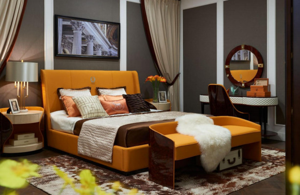 Bett Nuechtisch Hocker 4 Stéck Schlofzëmmer Set Modern Design Luxus Better Nei