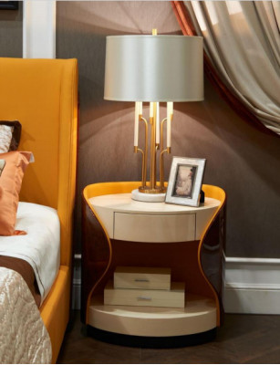 Bett Nuechtisch Hocker 4 Stéck Schlofzëmmer Set Modern Design Luxus Better Nei