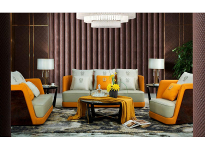 Wunnlandschaft Sofa Këssen Sofagarnitur 321 Sëtzer Dësch 4-Stéck Set